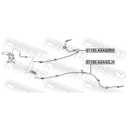 Трос ручного тормоза левый Febest 01100asa42lh