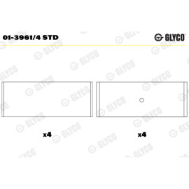 Комплект вкладишів двигуна Glyco 013961/4std