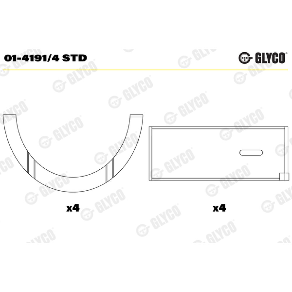 Комплект вкладишів двигуна Glyco 014191/4std