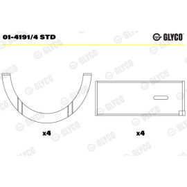 Комплект вкладишів двигуна Glyco 014191/4std