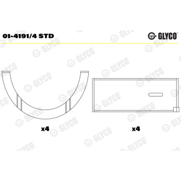Комплект вкладишів двигуна Glyco 014191/4std