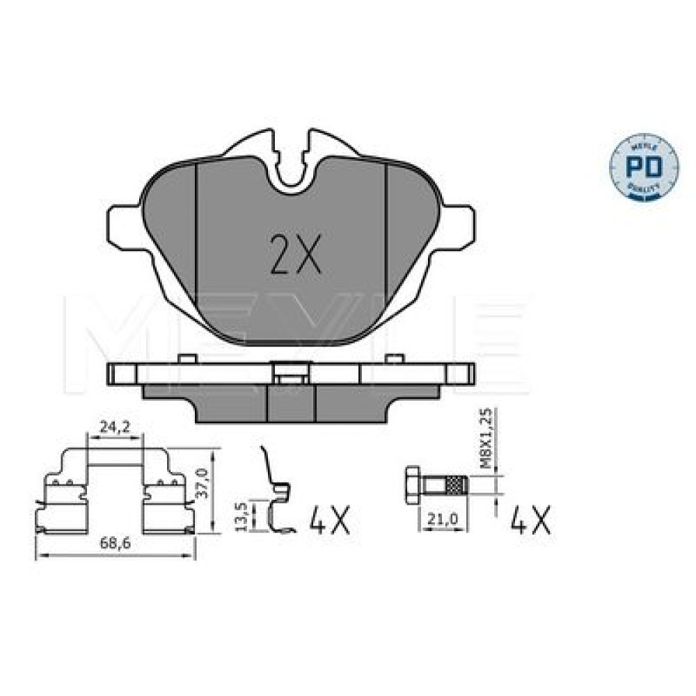 Комплект тормозных колодок из 4 шт. дисков MEYLE 0252456118/pd