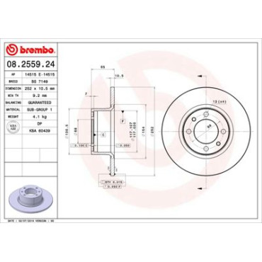 Тормозной диск передний BREMBO 08255924