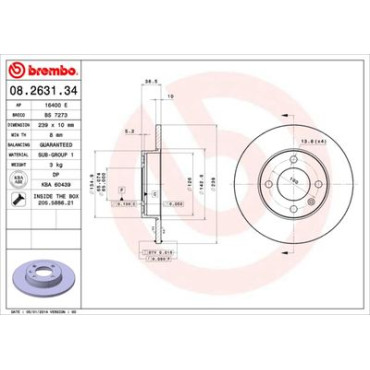 Диск тормозной BREMBO 08263134