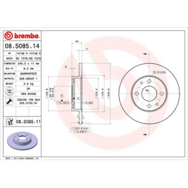 Диск тормозной BREMBO 08508511