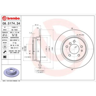 Тормозной диск задний BREMBO 08517434