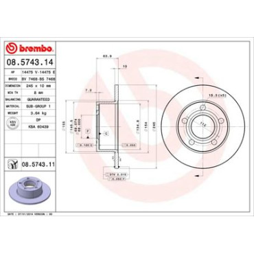 Диск тормозной BREMBO 08574314
