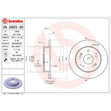 Диск тормозной BREMBO 08580330
