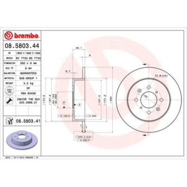 Диск тормозной BREMBO 08580344