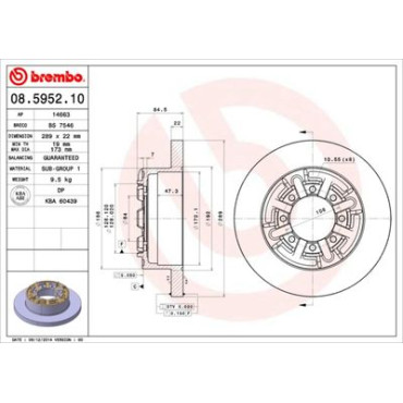 Диск тормозной BREMBO 08595210
