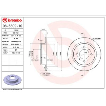 Диск тормозной BREMBO 08689910