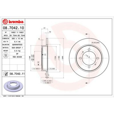 Диск тормозной BREMBO 08704211