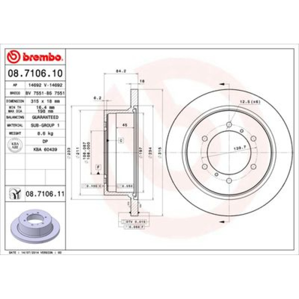 Гальмівний диск BREMBO 08710610
