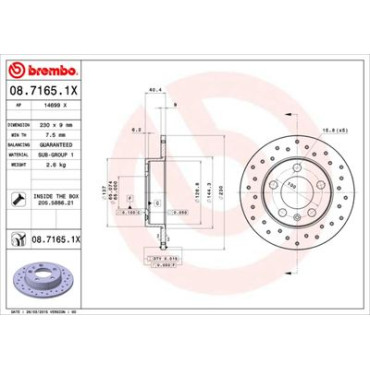 Гальмівний диск задній BREMBO 0871651x