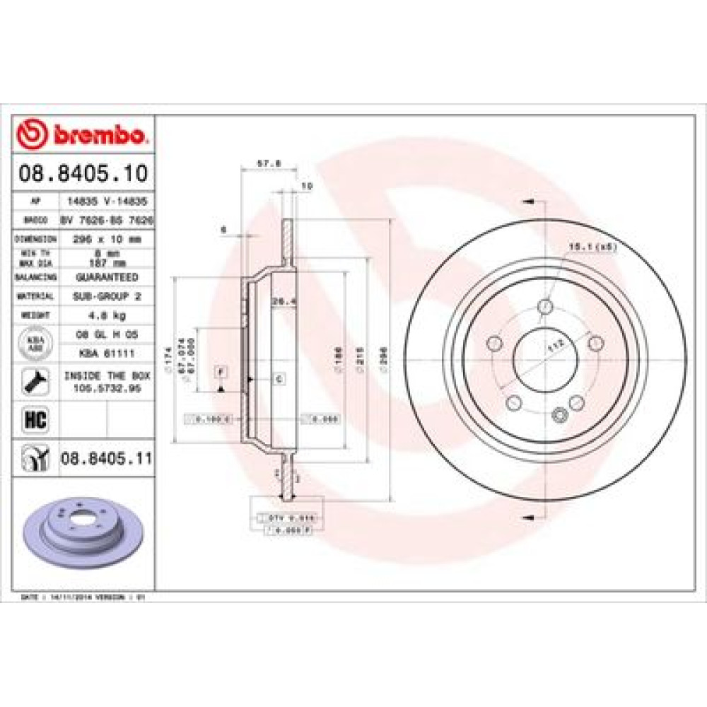 Диск тормозной BREMBO 08840510