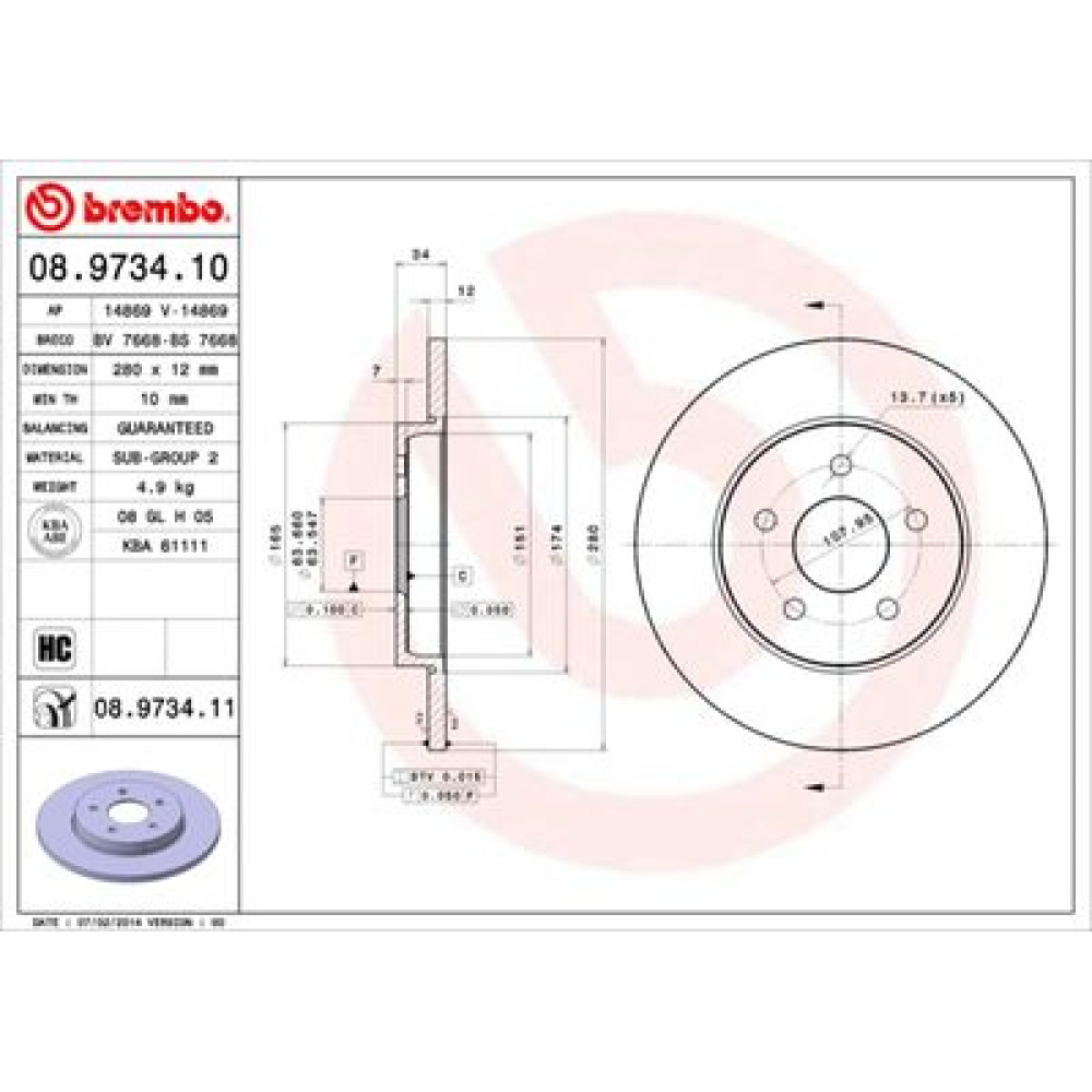 Диск гальмівний BREMBO 08973410