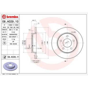 Гальмівний диск задній BREMBO 08a02910