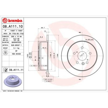 Диск гальмівний BREMBO 08a11110