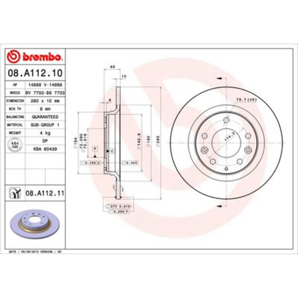 Диск тормозной BREMBO 08a11210