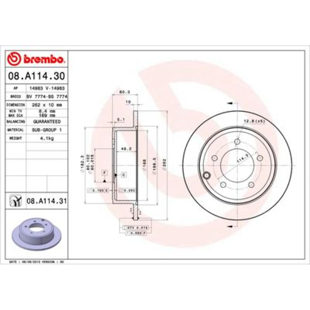 Тормозной диск задний BREMBO 08a11431