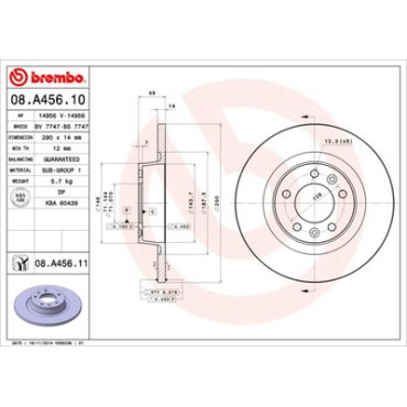 Диск тормозной BREMBO 08a45611