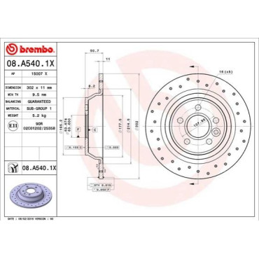 Гальмівний диск задній BREMBO 08a5401x