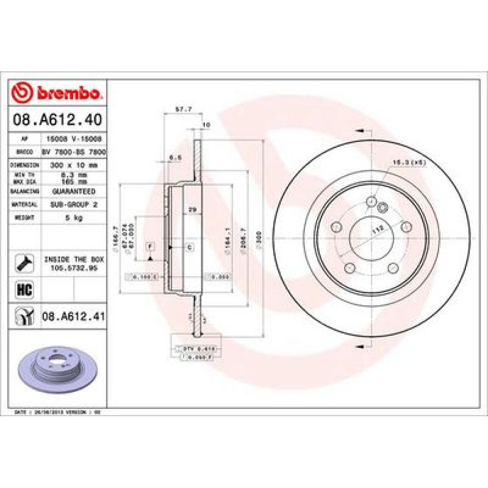 Диск тормозной BREMBO 08a61241