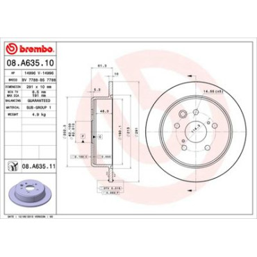Диск гальмівний BREMBO 08a63511