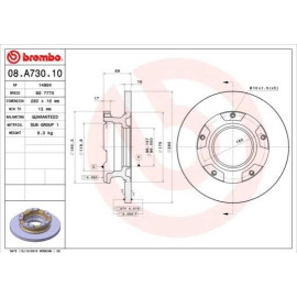 Тормозной диск задний BREMBO 08a73010