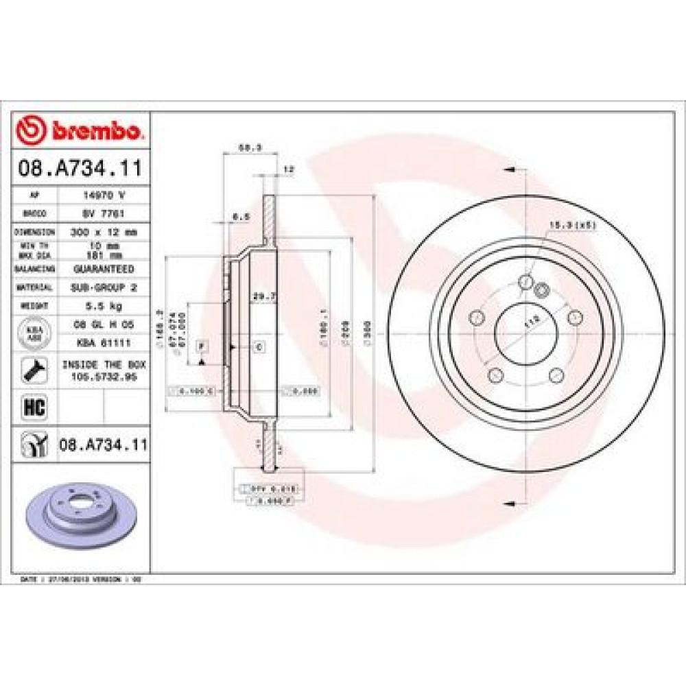 Диск тормозной BREMBO 08a73411