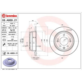 Гальмівний диск задній BREMBO 08a86921