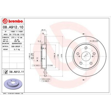 Гальмівний диск задній BREMBO 08a91210