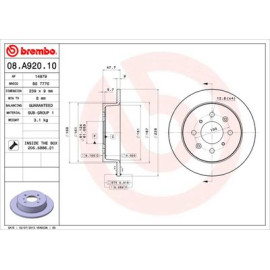 BREMBO 08a92010 Диск гальмівний BREMBO 08a92010