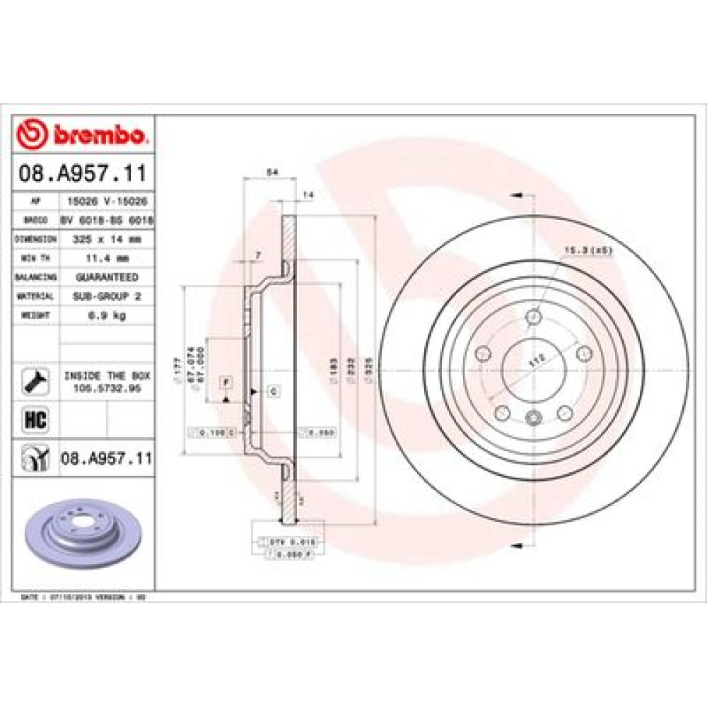 Диск гальмівний BREMBO 08a95711
