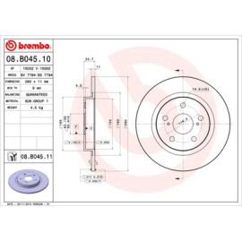 Диск тормозной BREMBO 08b04510