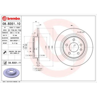 Тормозной диск задний BREMBO 08b35111
