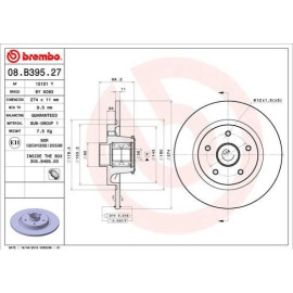 Гальмівний диск задній /к-т з підшипником, +кільце ABS BREMBO 08b39527