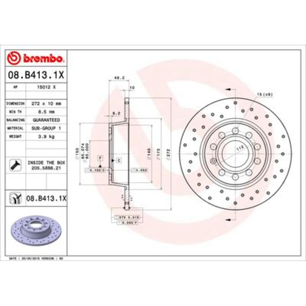 Гальмівний диск задній BREMBO 08b4131x
