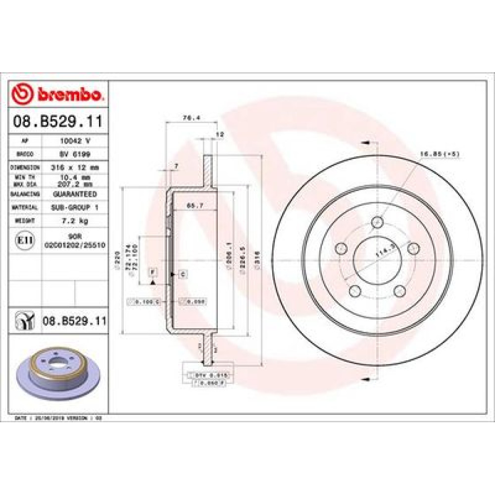 Тормозной диск BREMBO 08b52911