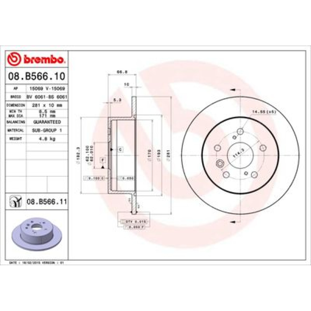 Тормозной диск BREMBO 08b56610