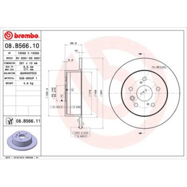 Гальмівний диск BREMBO 08b56610