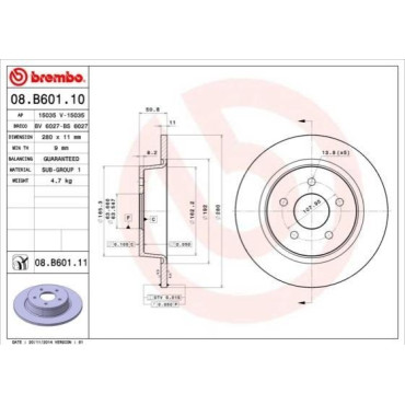 Диск тормозной BREMBO 08b60111