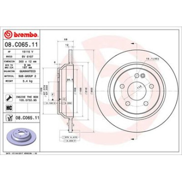 Гальмівний диск задній BREMBO 08c06511