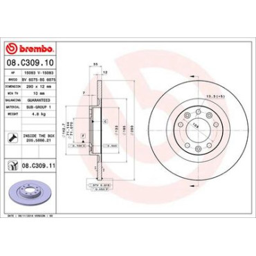 Диск гальмівний BREMBO 08c30911