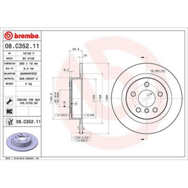 Тормозной диск задний BREMBO 08c35211