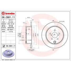 BREMBO 08c66111 Гальмівний диск задній BREMBO 08c66111