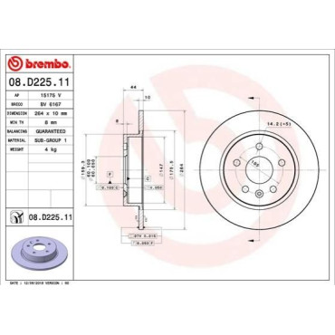 Диск тормозной BREMBO 08d22511