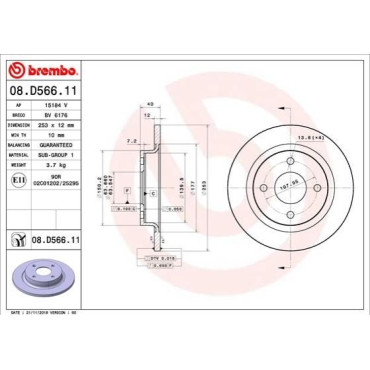 Гальмівний диск BREMBO 08d56611