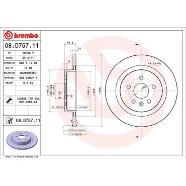 Диск тормозной BREMBO 08d75711