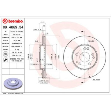 Диск тормозной BREMBO 09486934